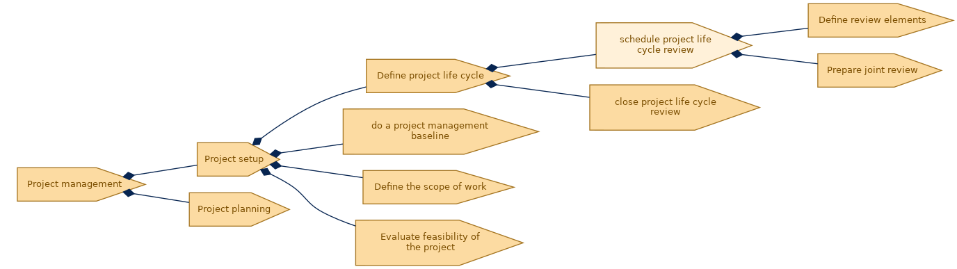 spem diagram of the activity breakdown: schedule project life cycle review