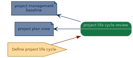 spem diagram of an artefact overview: project life cycle review