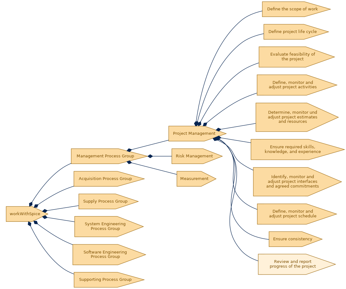 spem diagram of the activity breakdown: Review and report progress of the project